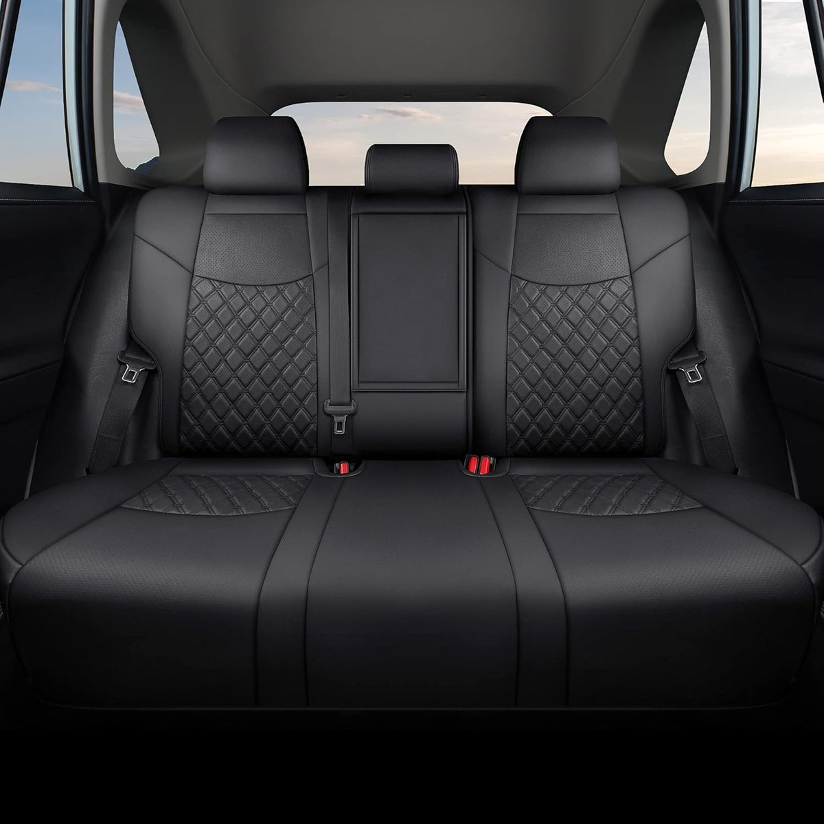 Pu Leather Car Seat Covers Full Set Black A46501