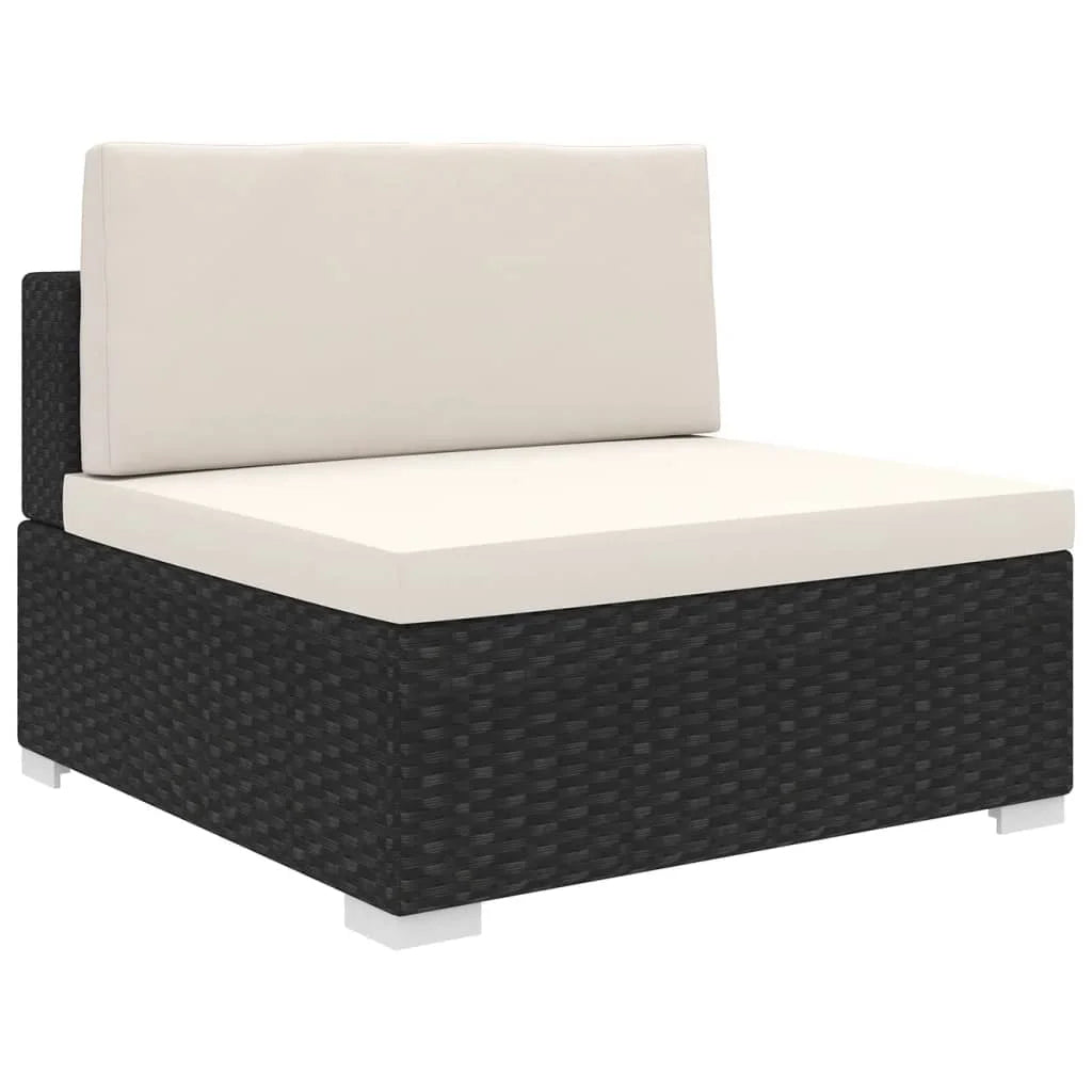 Poly Rattan Black Sectional Middle Seat with Cushions Y4044