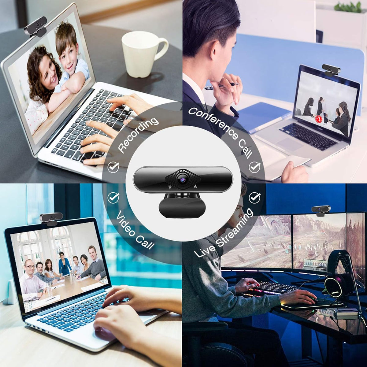 1080p HD USB Webcam with Microphone Pack of 2 P3554