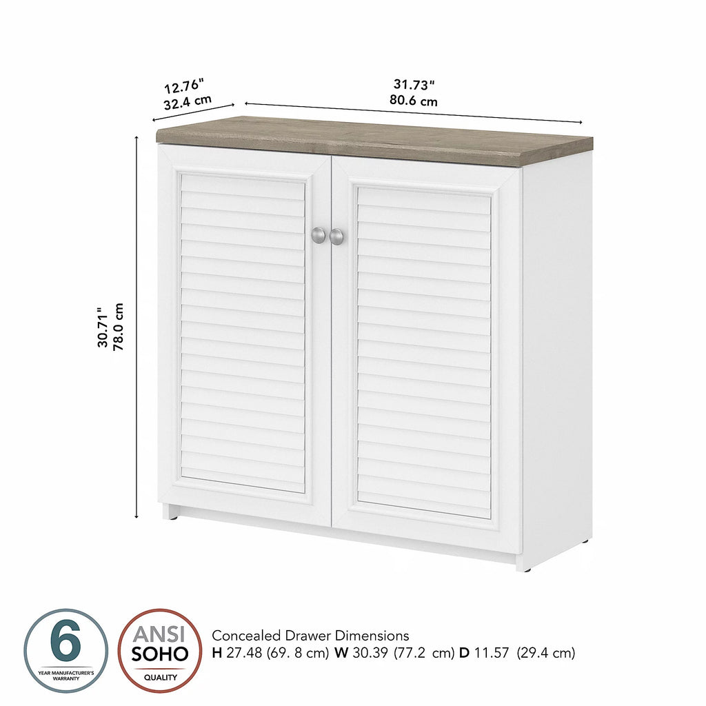 White & Gray Storage Cabinet with Doors T91962