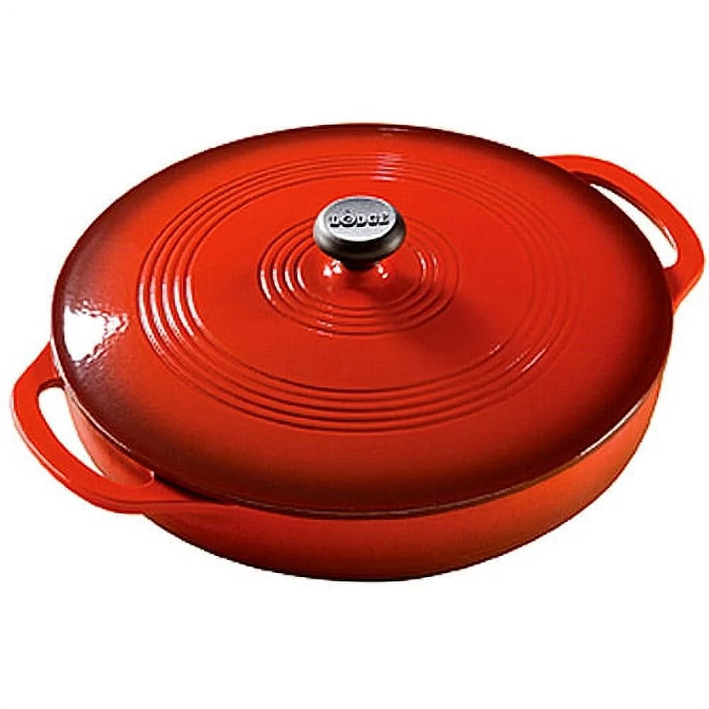 Red Enameled Cast Iron Covered Casserole P881