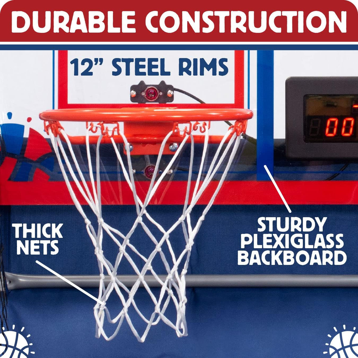 Indoor/Outdoor Dual Shot Basketball Arcade Game with Large LED Scoreboard H72720