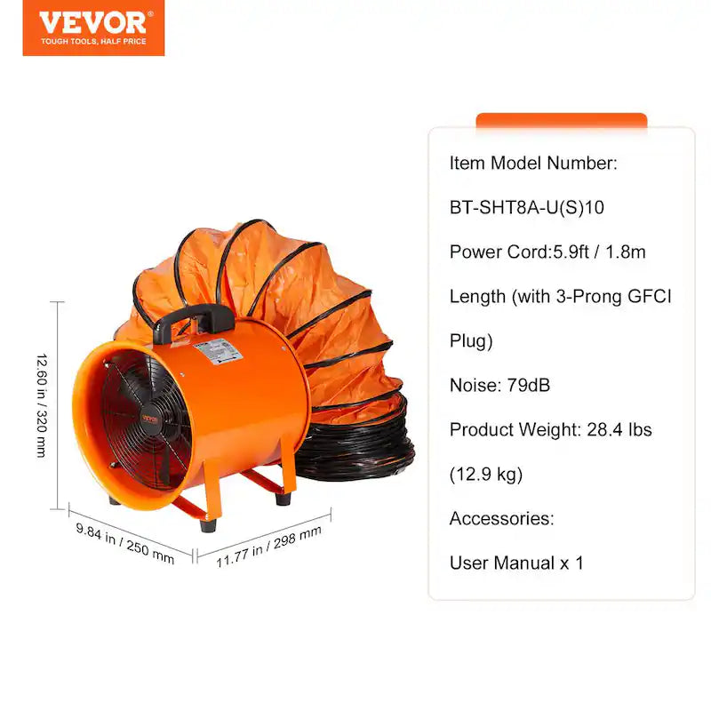 8 in. Portable Blower Fan with 33 ft. Duct Hose I28276