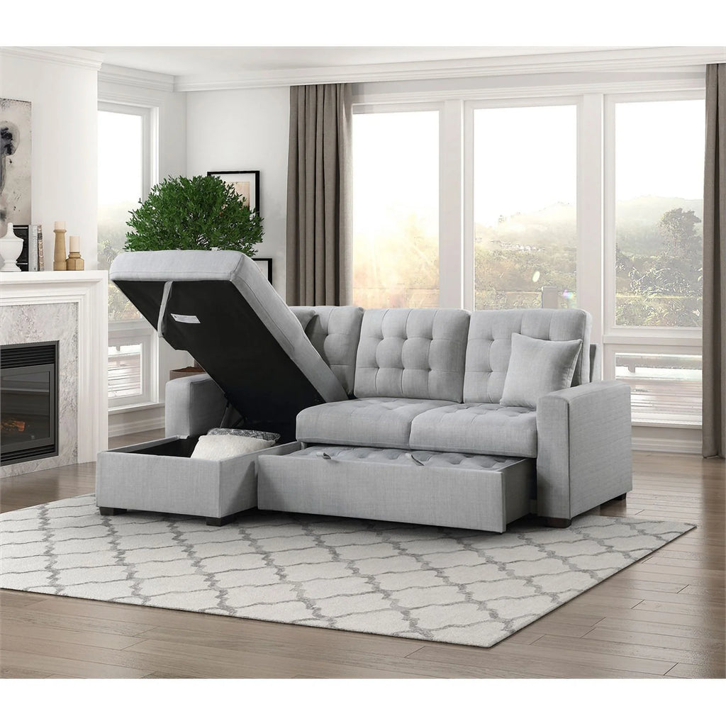 Gray 2-Piece Fabric Sectional & Left Chaise P2039