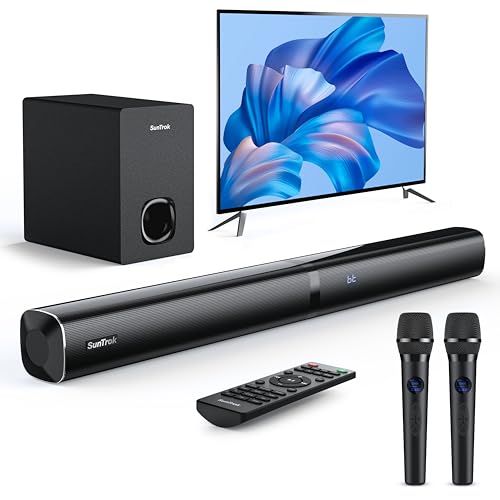 Karaoke Soundbar with Subwoofer, 2 Wireless Microphones, Bluetooth Speaker with Remote Z667