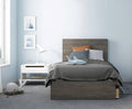 3 Piece Twin Size Bedroom Set, Bark Grey and White O61844