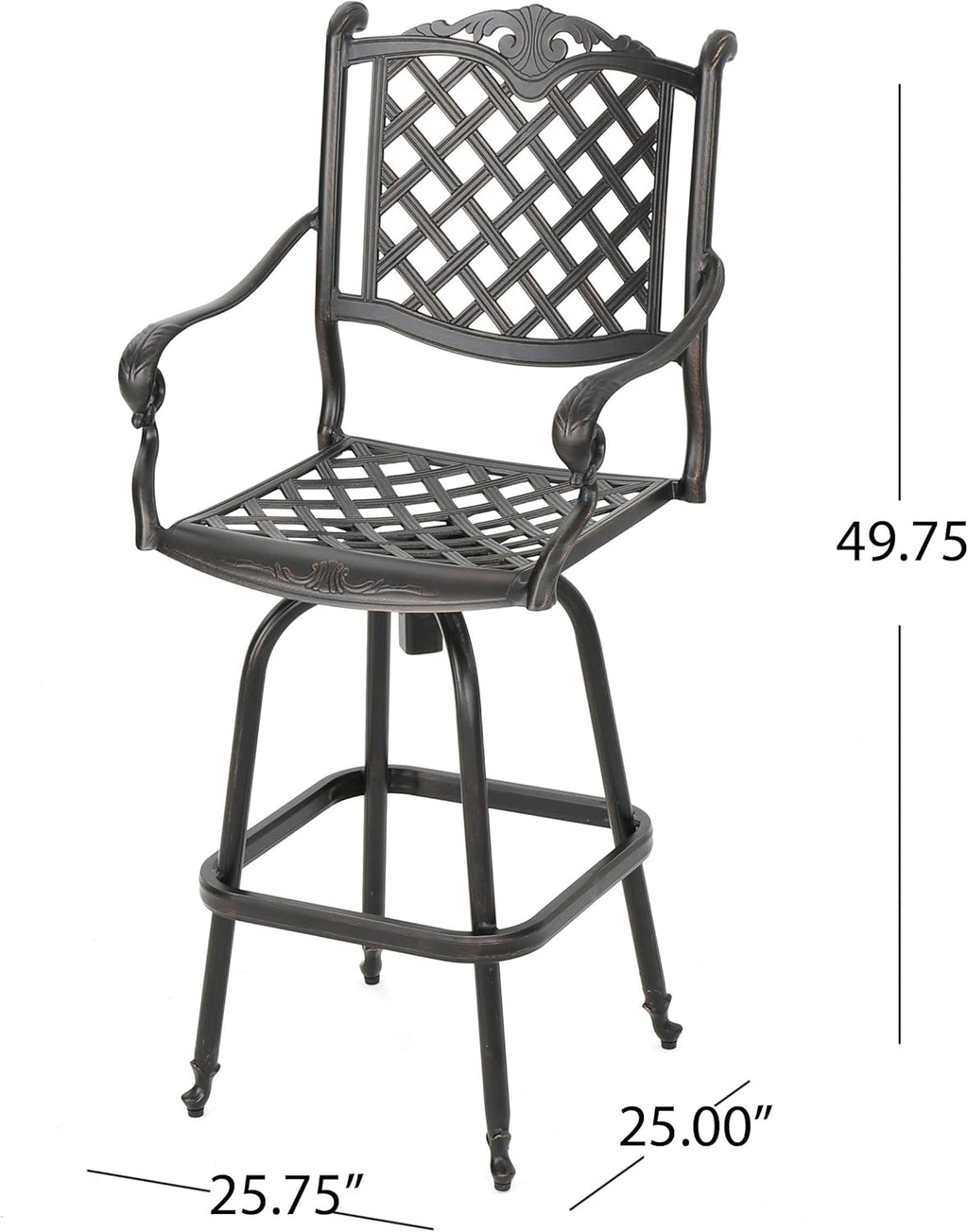 Cast Aluminum Bar Stools, 2-Pcs Set, Shiny Copper H962