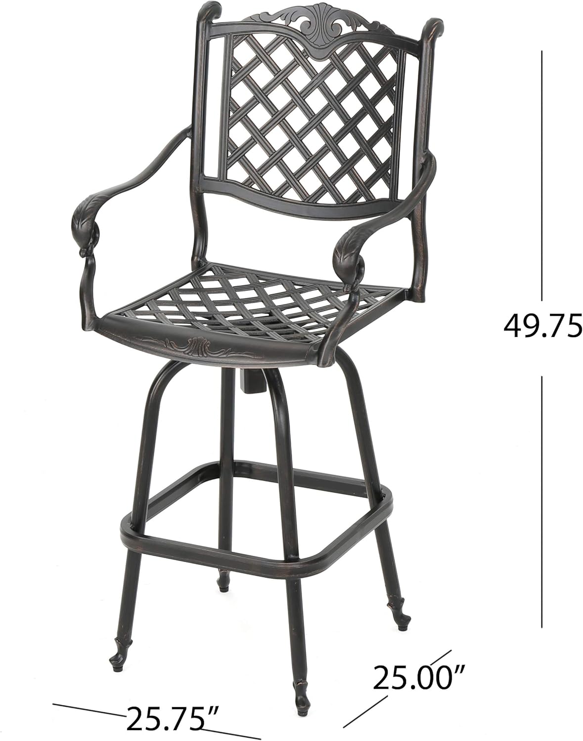 Cast Aluminum Bar Stools, 2-Pcs Set, Shiny Copper H962