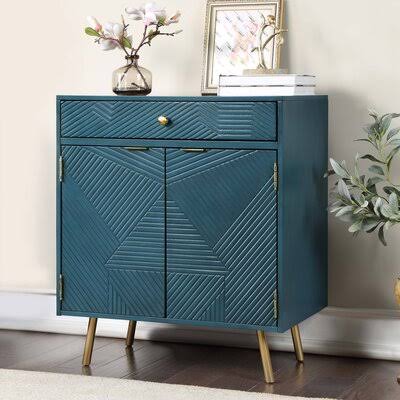 2 Door Accent Cabinet with Drawer Dark Cyan W464357