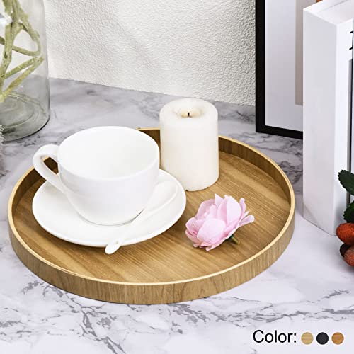 Brown 8 Inch Round Wood Serving Tray J40181