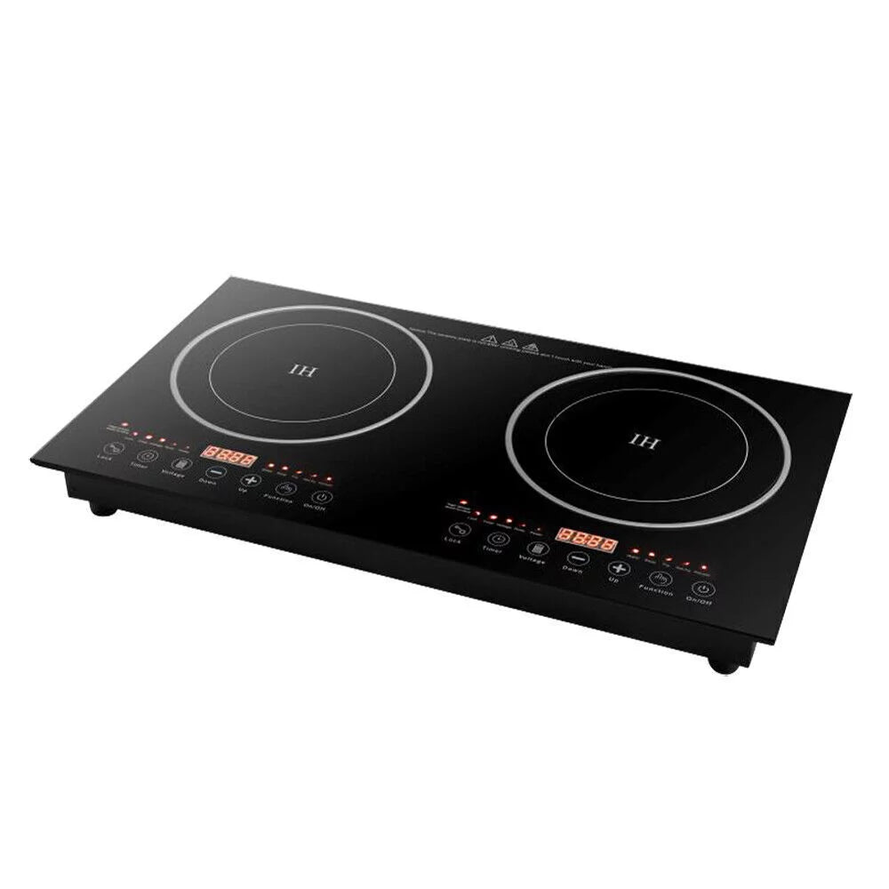 2-Burner Tempered Glass Electric Induction Cooktop 2400W V48847