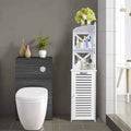 White Free-Standing Bathroom Storage Cabinet with Single Door and 3-Layer Shelves K47429