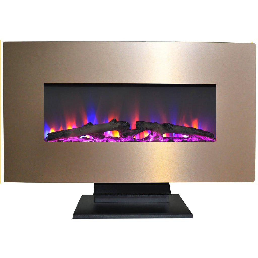 36 in. Metallic Electric Fireplace with Log Display V186