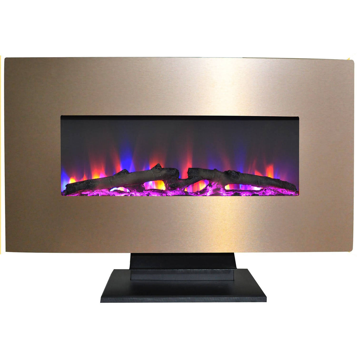 36 in. Metallic Electric Fireplace with Log Display V186