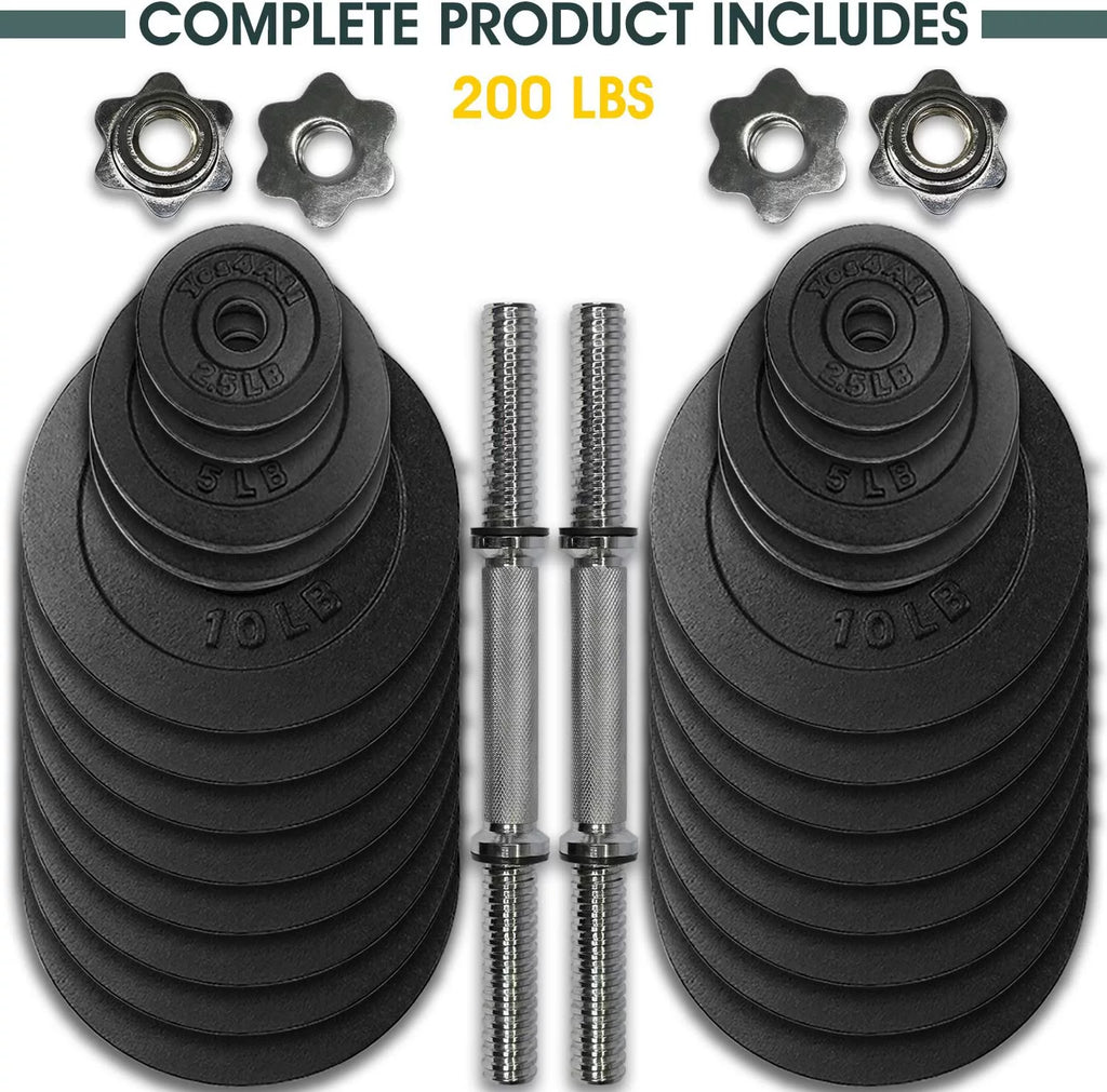 200 lbs Adjustable Cast Iron Dumbbell Set Z19665