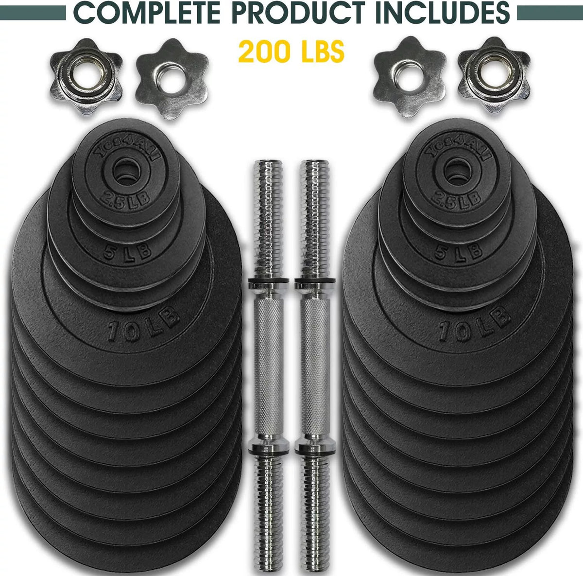 200 lbs Adjustable Cast Iron Dumbbell Set Z19665
