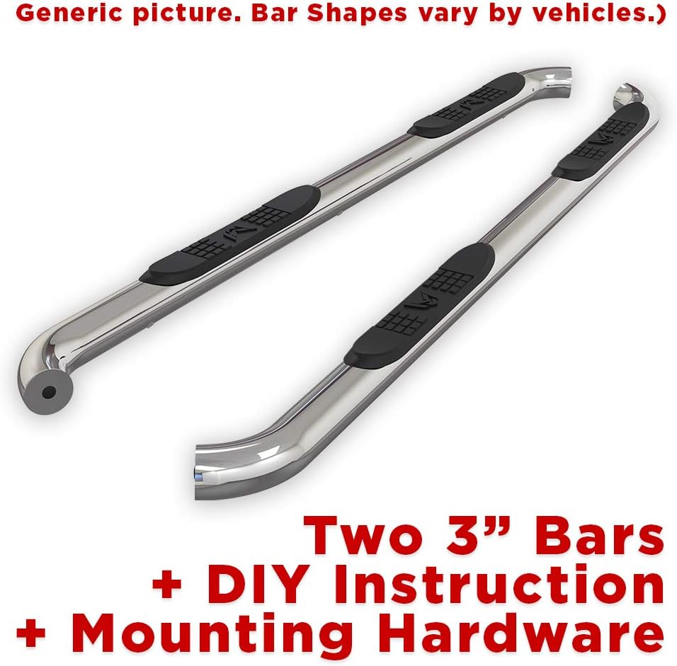 Stainless Steel Side Step Rails Nerf Bars Running Boards 2pcs with Mounting Bracket Kit P7666