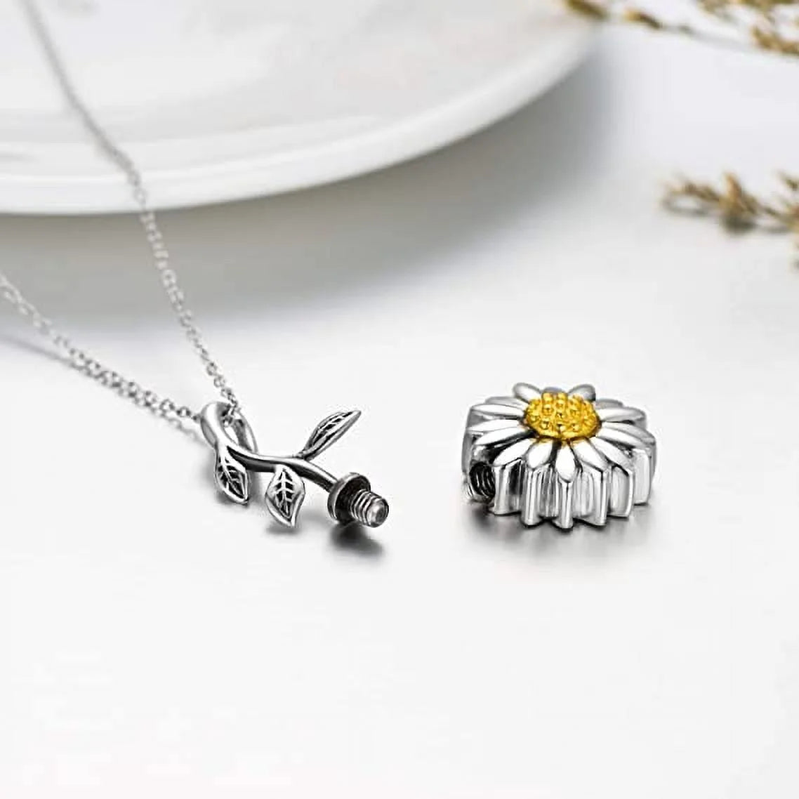 925 Sterling Silver Urn Necklace Pendant Locket A30647