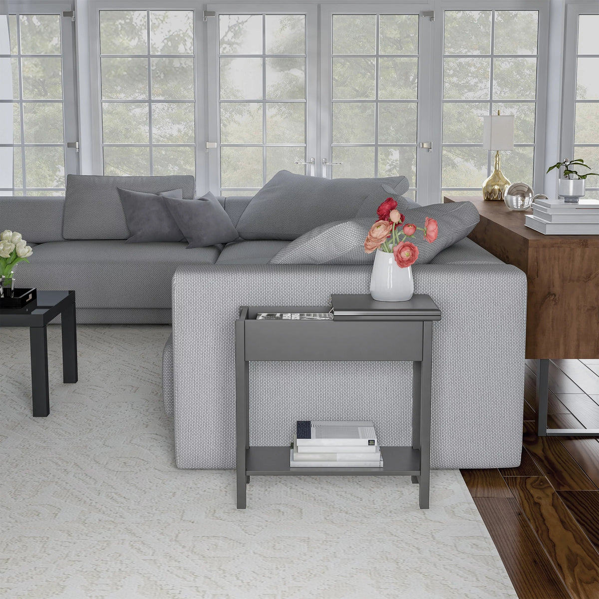 Gray Flip Top Side Console Table B4117
