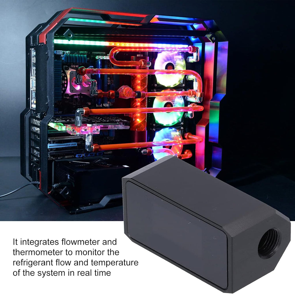 G1/4 Inline PC Water Cooling Flow Meter with OLED Display X91598