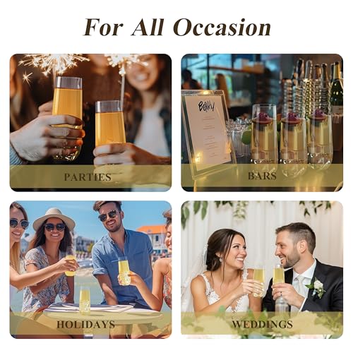 48 Pack 9 oz Clear Stemless Plastic Champagne Flutes B341666