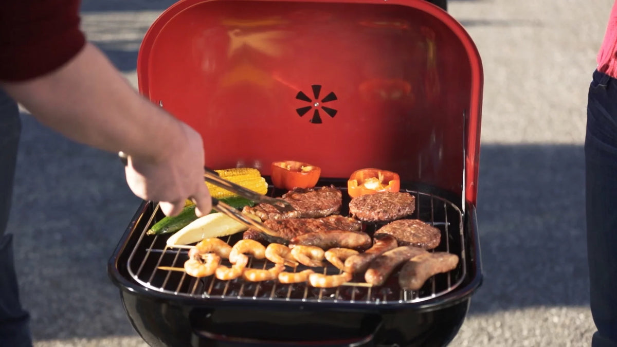 Red Portable Steel Charcoal Grill C344483