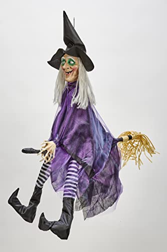 Animated Halloween Hanging Purple Witch F502922