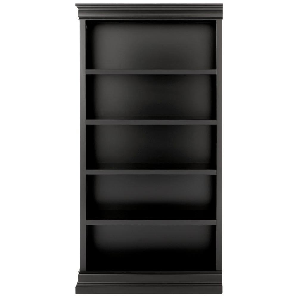 Black Wood 5-Shelf Bookcase with Adjustable Shelves K89893