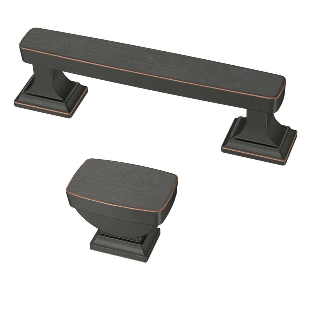 Bronze with Copper Highlights Rectangular Cabinet Knob 24-Pack R3464