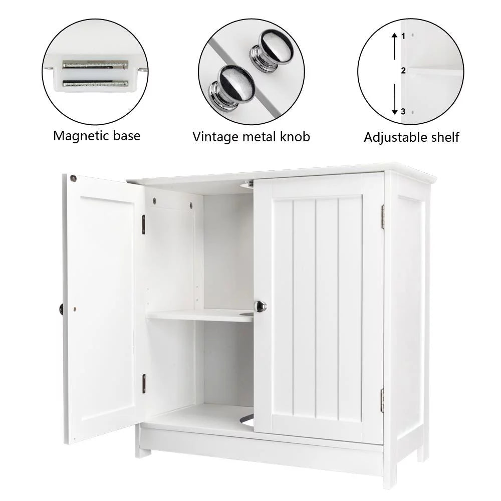 White Under Sink Bathroom Vanity Cabinet with Shelves I106