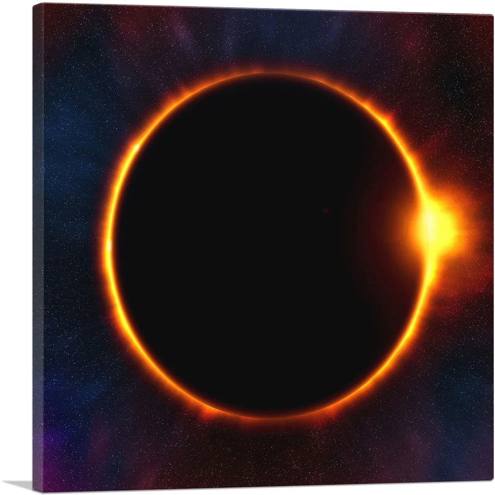 Solar Eclipse Moon Blocking Out Sun Square Canvas Art Print 36" x 36" N29758