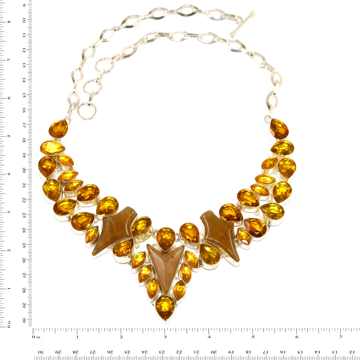 Citrine Quartz 925 Silver Necklace 16-18'' U408