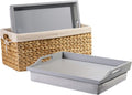 Wood Lap Trays with Basket Set E36469
