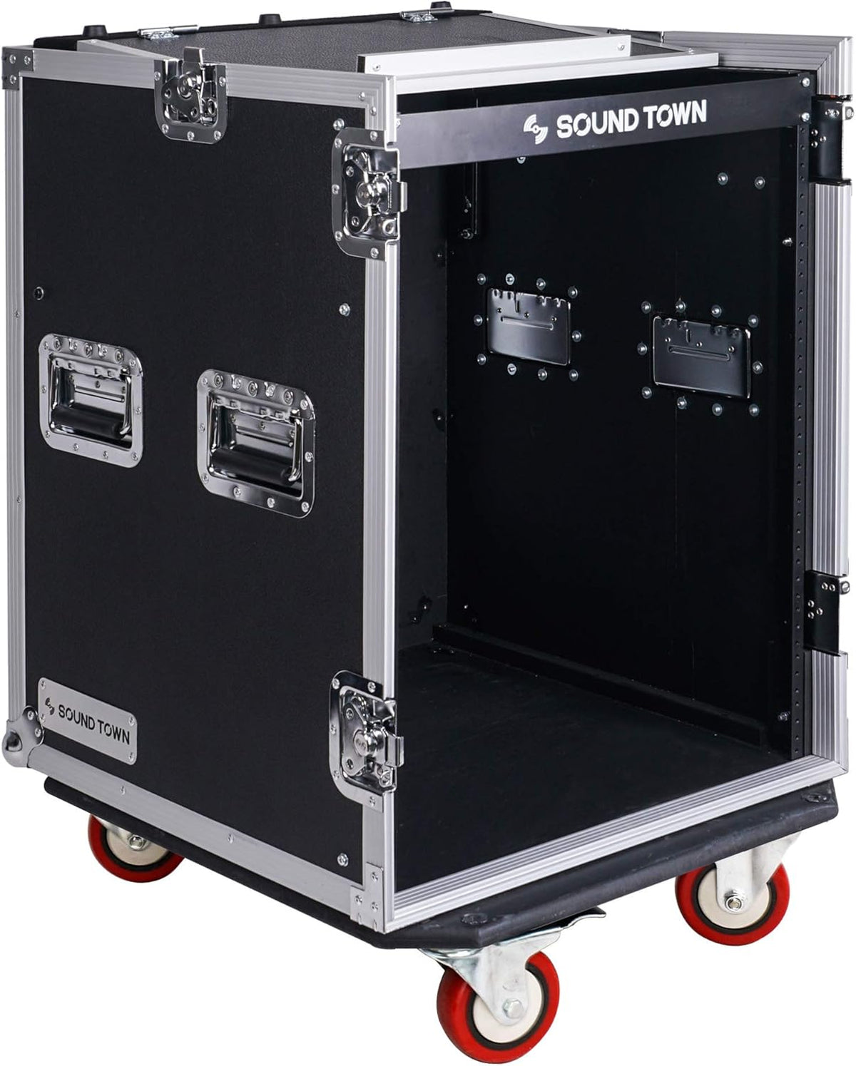 14U PA DJ Rack Case with 11U Slant Mixer Top and Casters X208