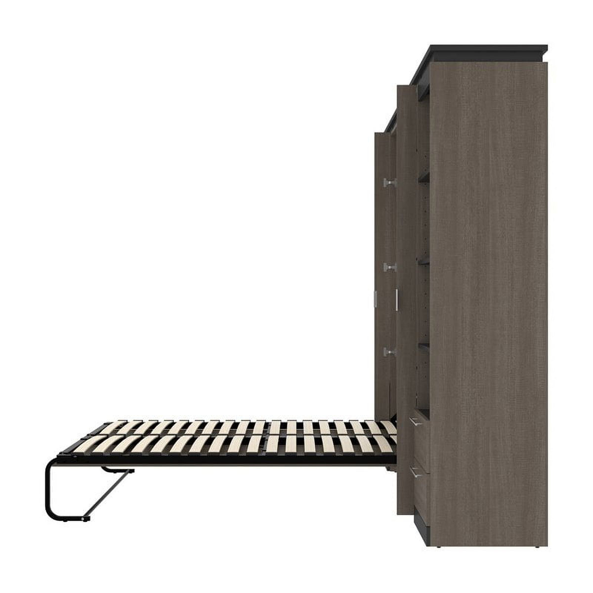 98" Full Murphy Bed and 2 Bookcases with Drawers in Bark Gray C473