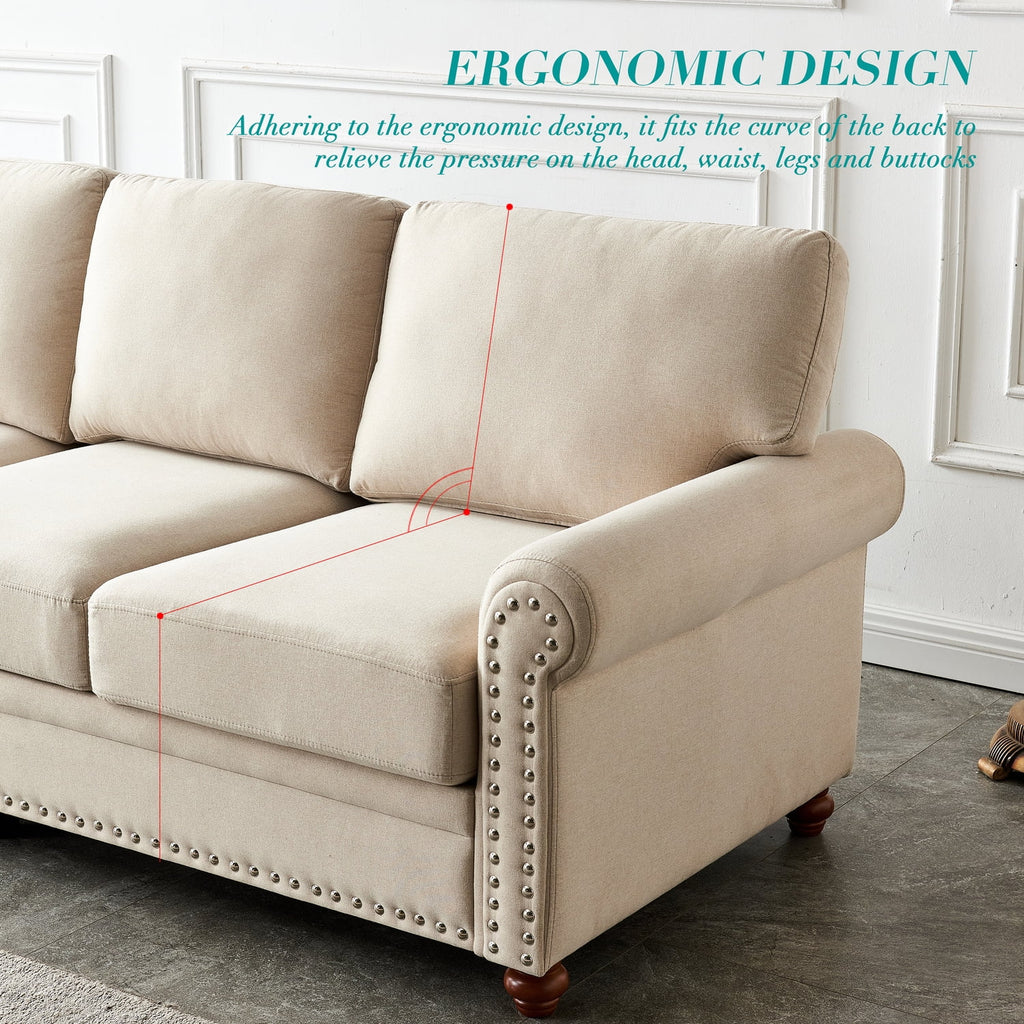 Beige Fabric 3 Piece Sofa Set F195146