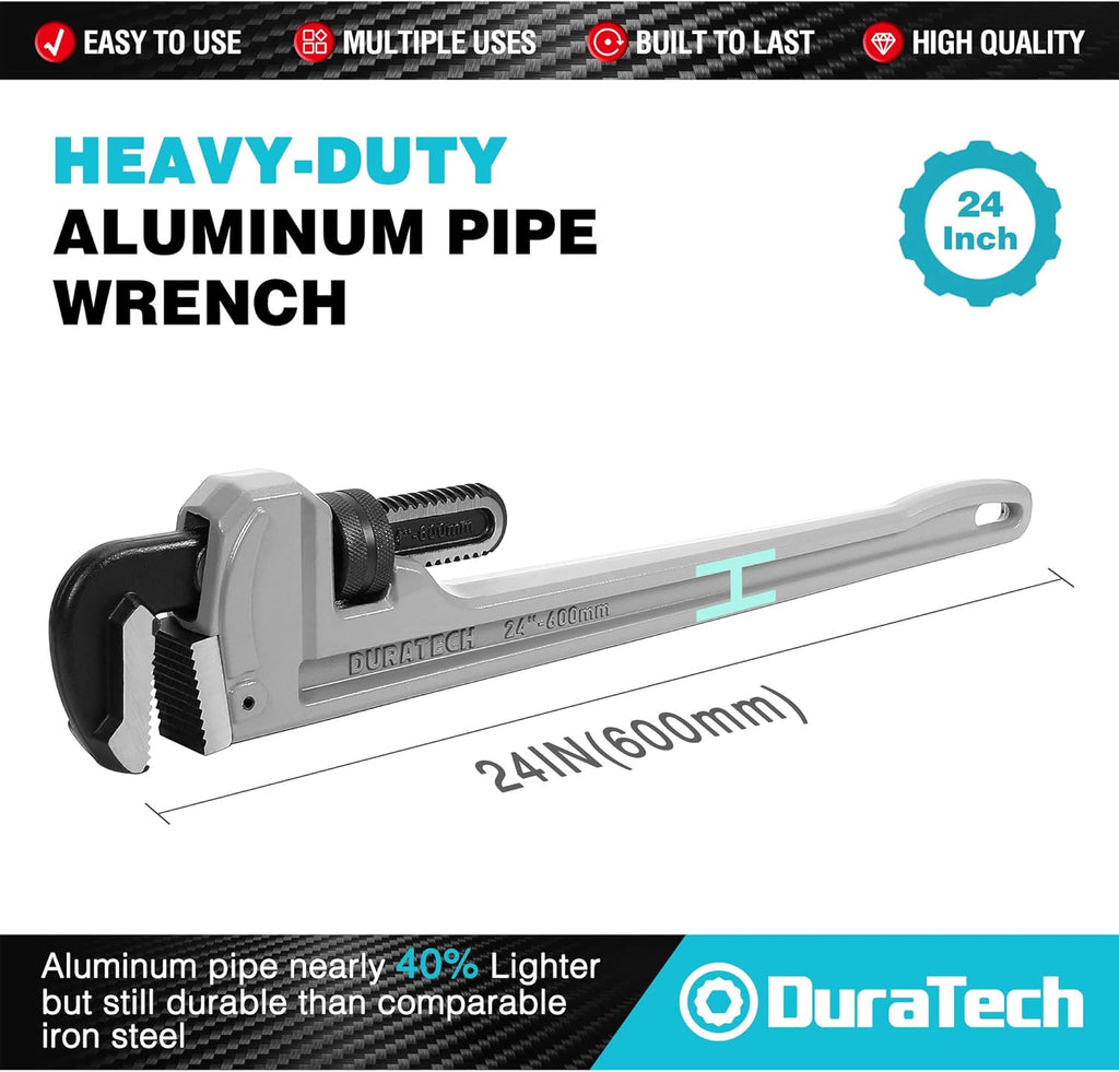 24-inch Heavy Duty Aluminum Straight Pipe Wrench, Adjustable, Drop Forged, Pack of 2 X8860