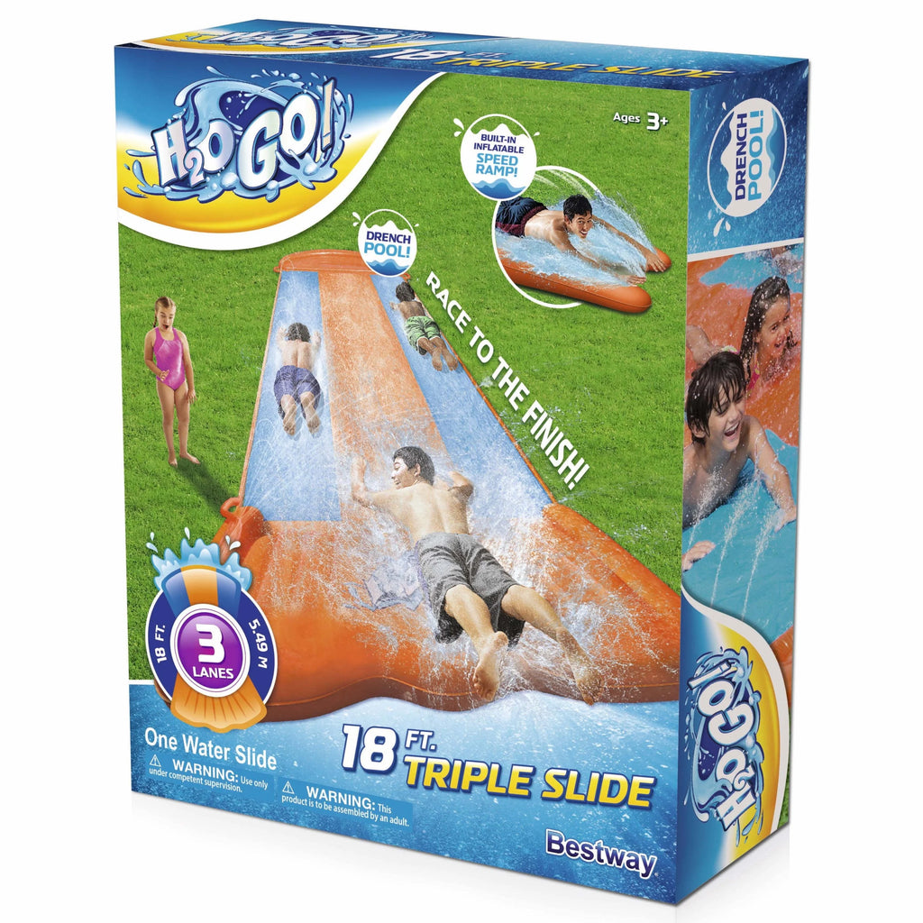 18' Triple Lane Water Slide with Ramp S5242