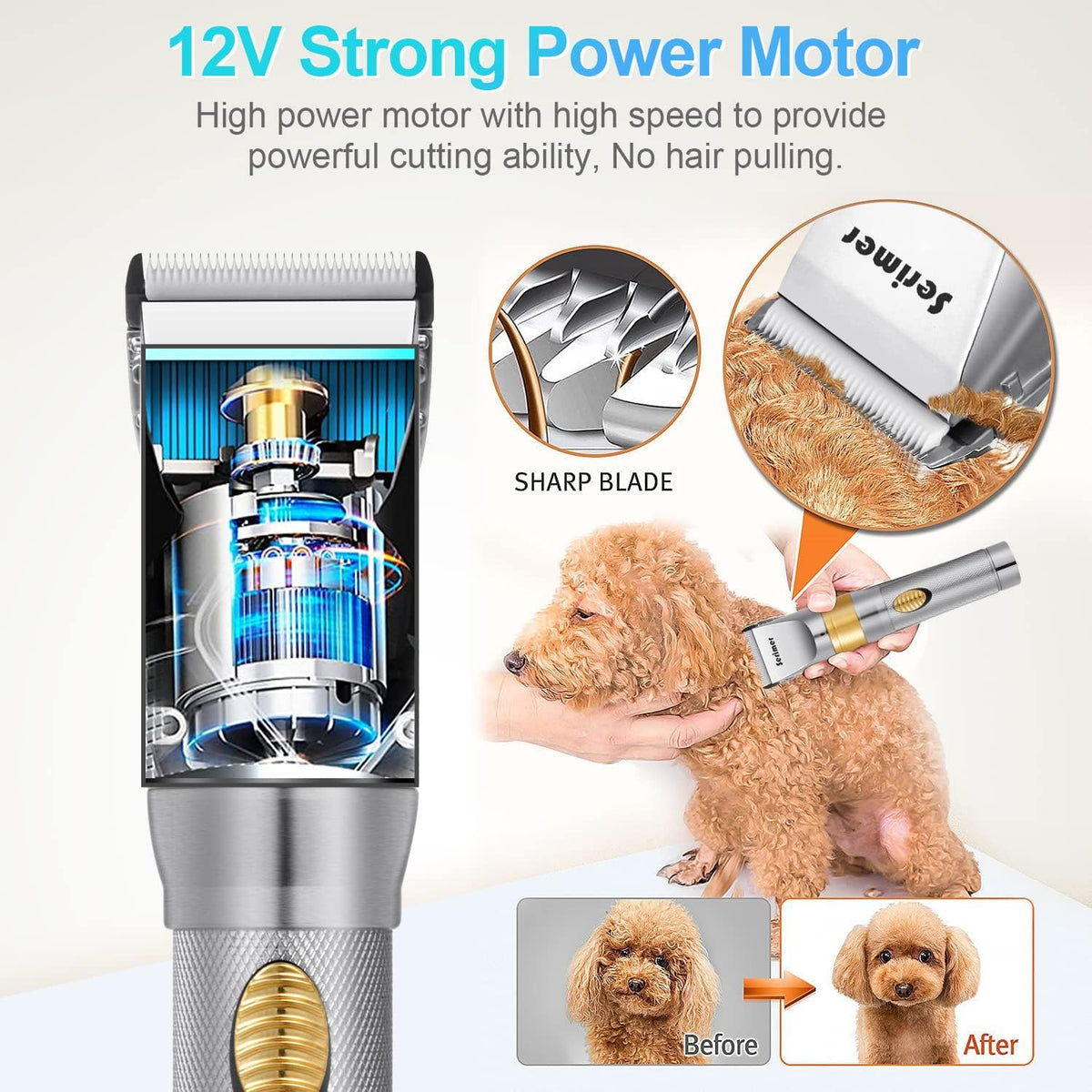Dog Clippers Plug-in Grooming Kit 12V Heavy Duty Pet Hair Trimmer Set N65700