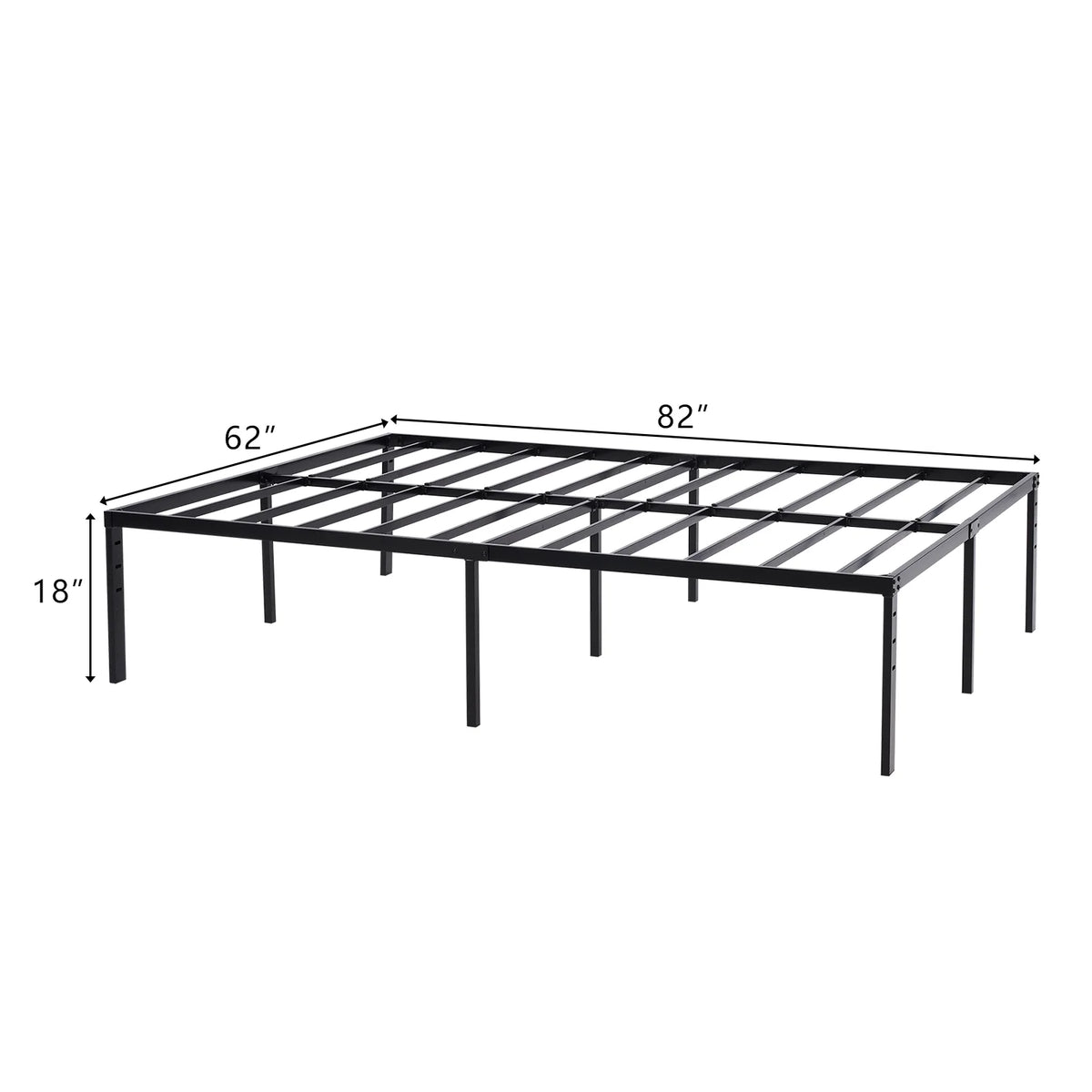 Black Queen Size Metal Bed Frame with Steel Slat Support V791