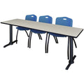 84x22 x 24x22 Training Table Maple Stack Chairs Blue Y3172