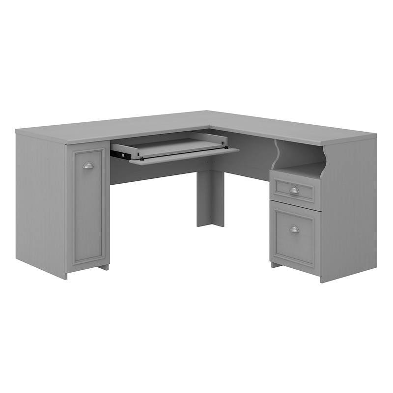 Cape Cod Gray L Shaped Desk with Storage S16563