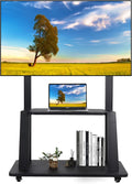 Mobile TV Cart Rolling Floor Stand for 32-75 Inch LCD LED OLED Flat Panel Screens with Shelf F586