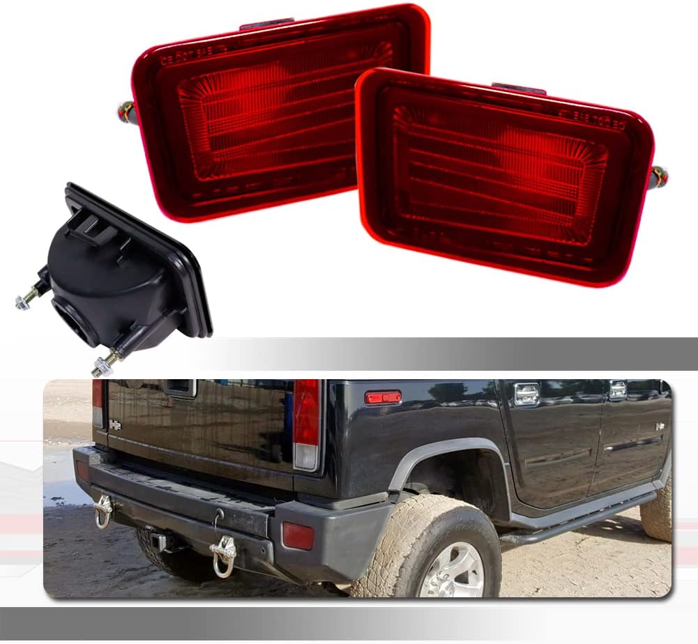 Red Lens Rear Bumper Reflectors Tail Light Housings Pack of 2 O8633