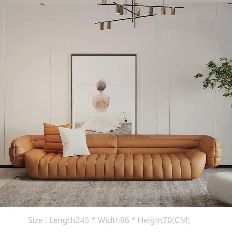 Yellow Light Grey Leather Sofa Y444