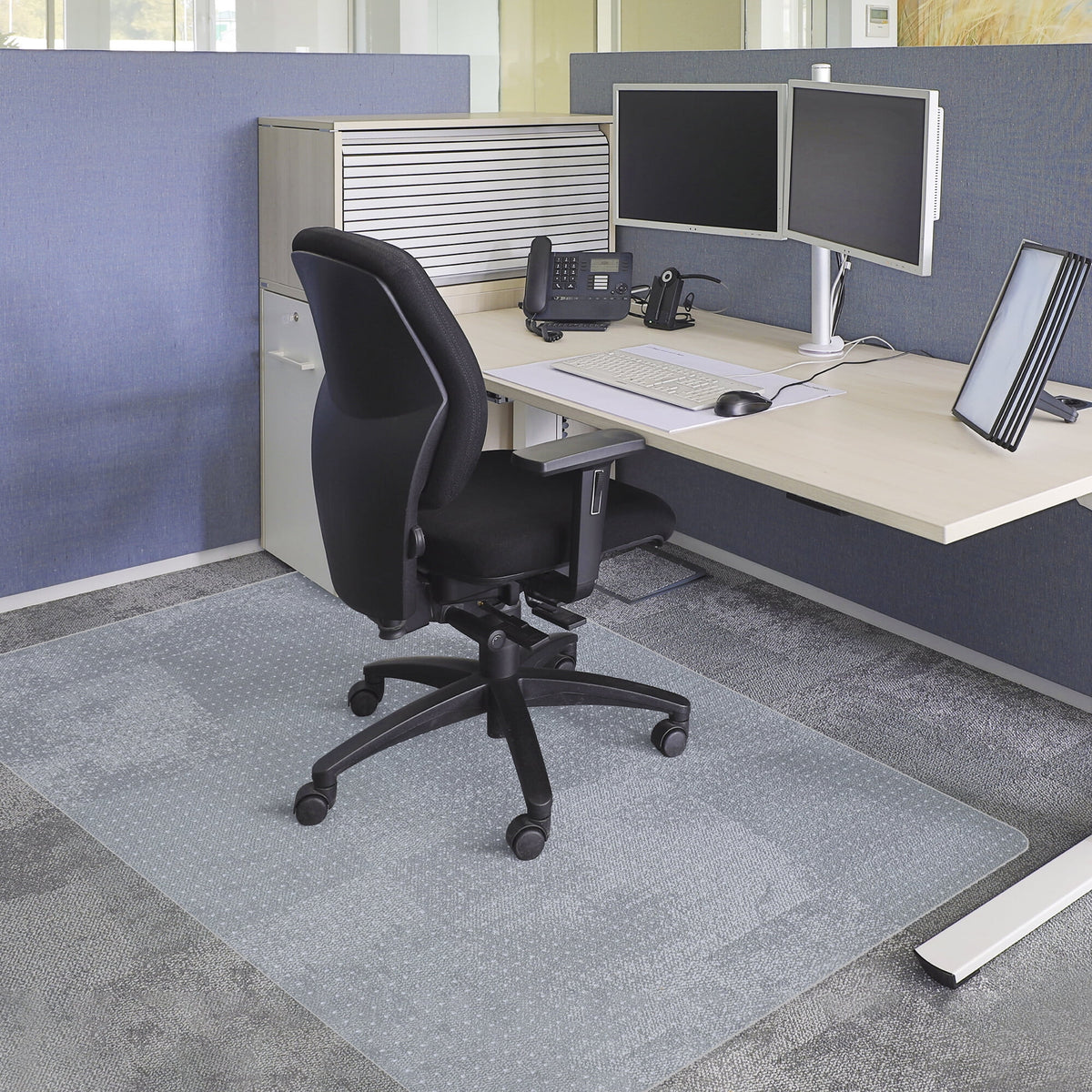 Clear PVC Office Chair Mat with Cleats S71636