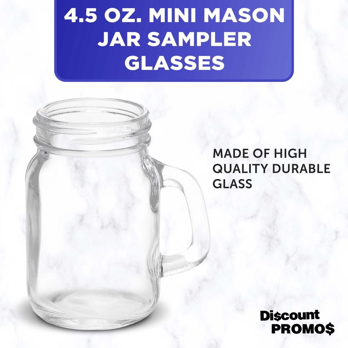 Clear Glass Mason Jar with Handle Set of 10, 4.5 oz C959415