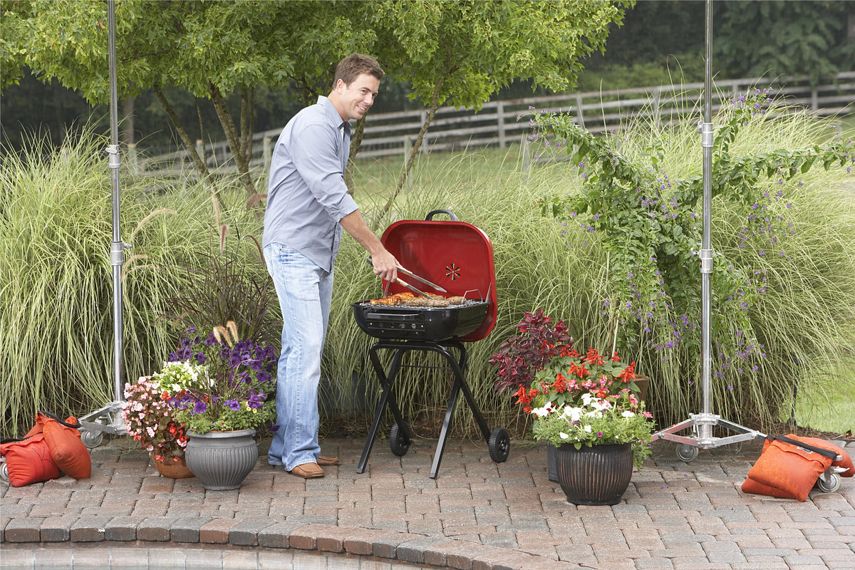 Red Portable Steel Charcoal Grill C344483