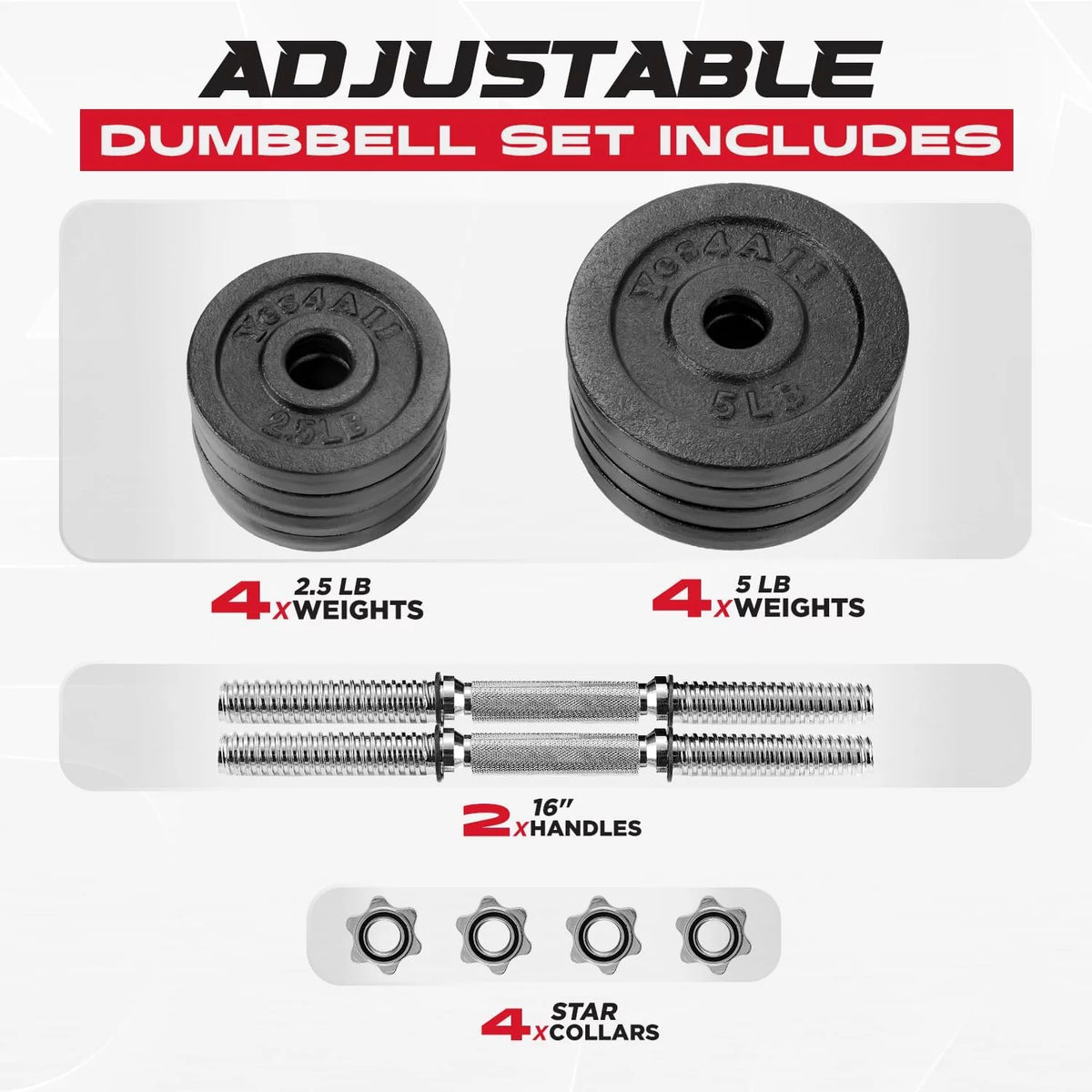 200 lbs Adjustable Cast Iron Dumbbell Set Z19665