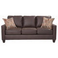 Pinto Brown Faux Leather Square Arm Sofa with Two Accent Pillows F7679